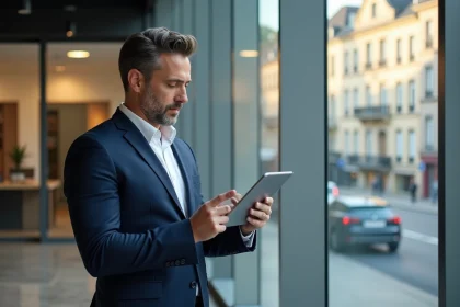Agent immobilier homme en blazer à Lyon