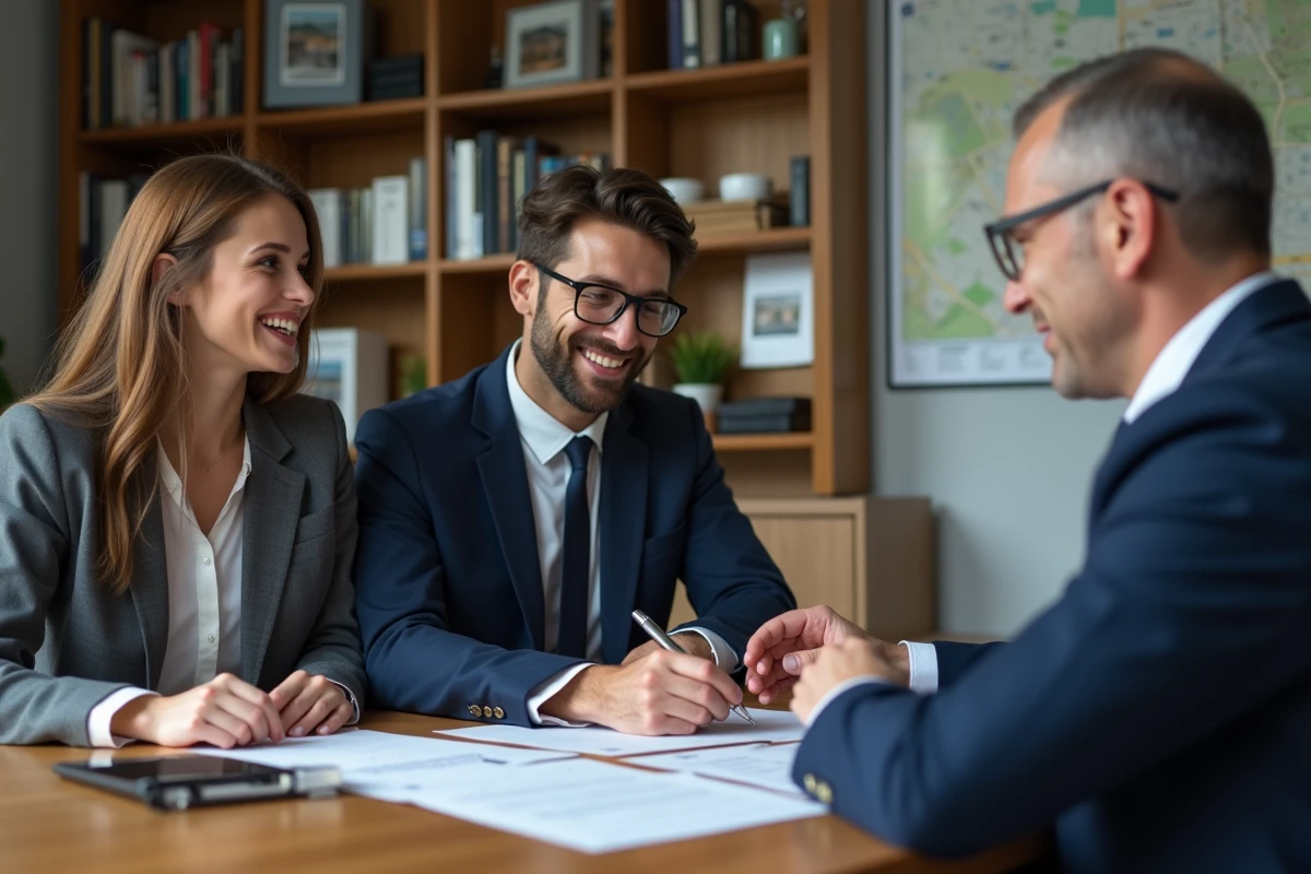 Agent immobilier expliquant les limites de location à un couple