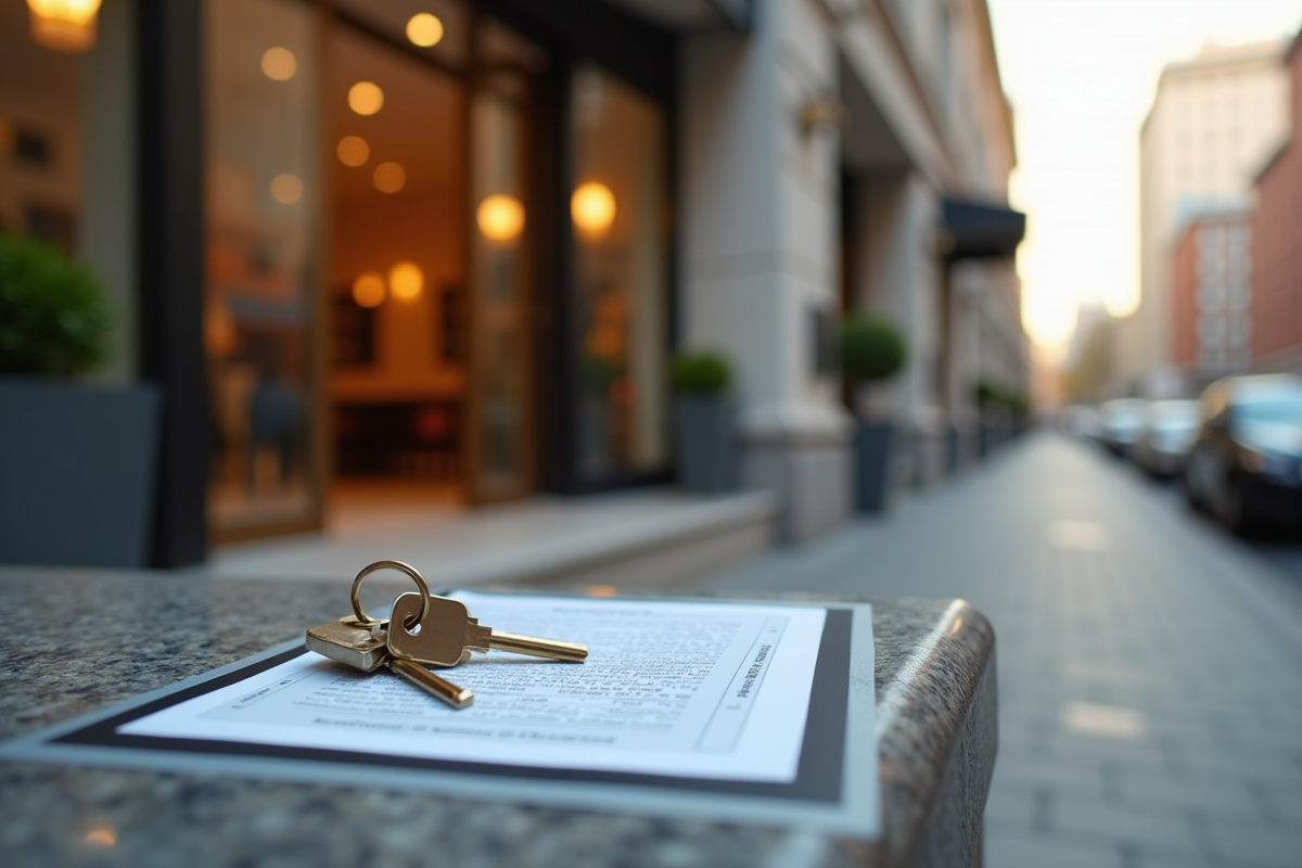 Clés et contrat de location sur une ledge en façade d