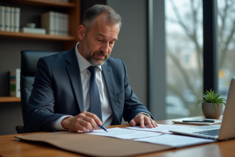 Homme d'affaires en réunion dans un bureau moderne