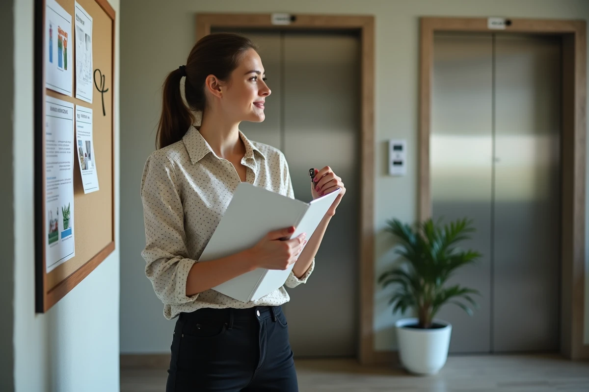 Jeune femme locataire tenant sa police d